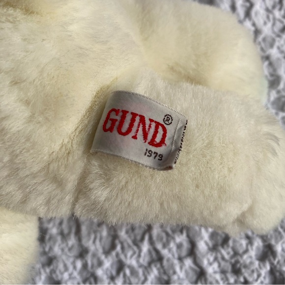 Vintage Gund baby rattle teddy bear beautiful white & baby blue stitching 1979 - Picture 4 of 5